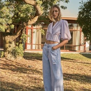 ZARA Balloon Sleeve Multicolor Striped Shirt